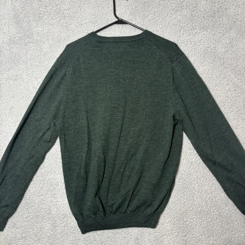 Joseph Abboud Mens XL Forest Green Extra Fine Merino Wool V-Neck Sweater‎